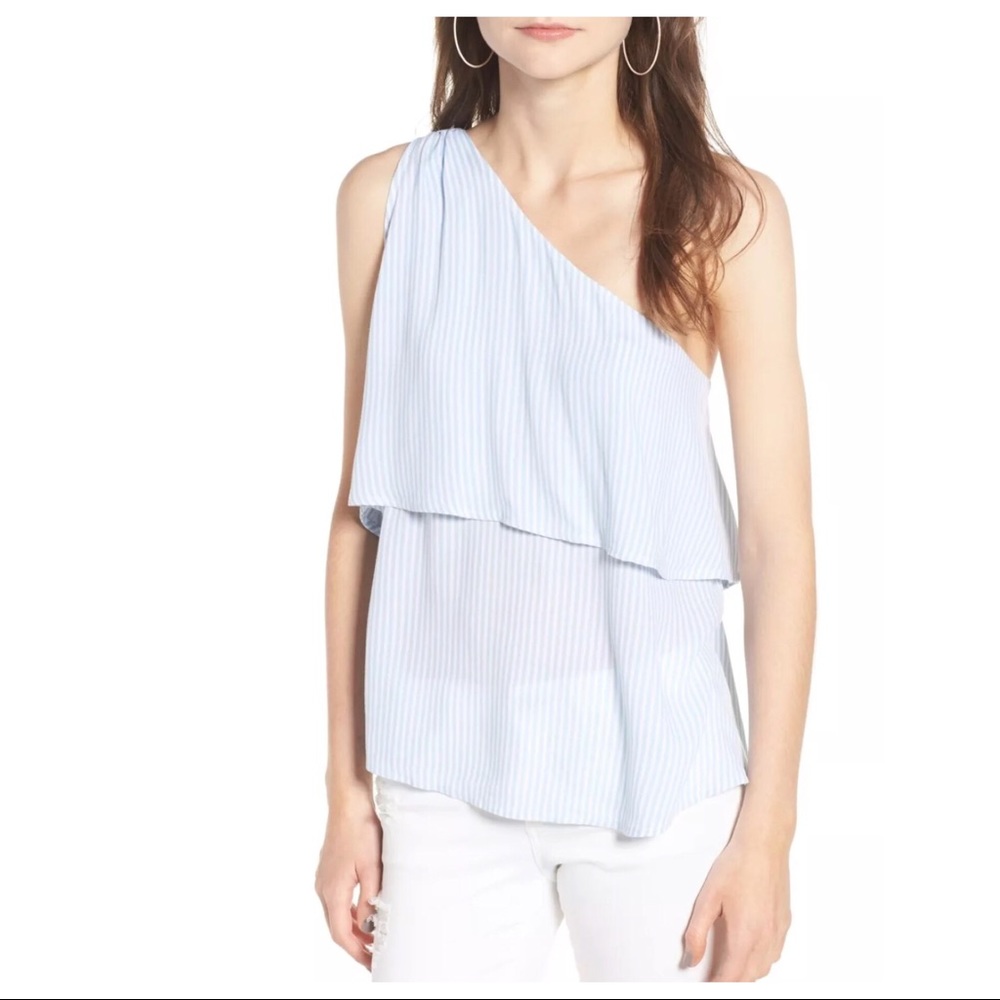 NWOT BP blue white stripped one shoulder top